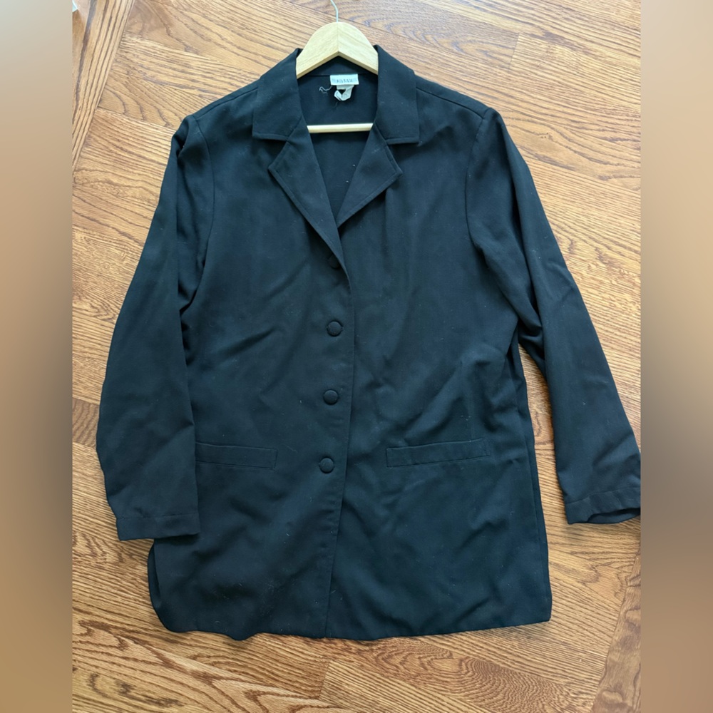 EILEEN FISHER Black Blazer Jacket‎ Coat Wool Office Mature Lightweight Career M